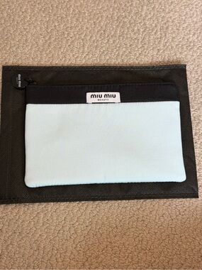 Miu Miu Light Blue and Black Cosmetic Pouch